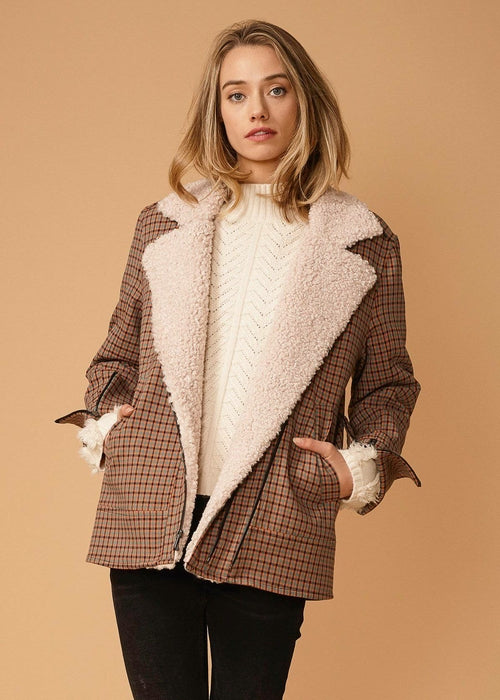 GL™ Women's Gingham Winter Coat With Inner Fleece