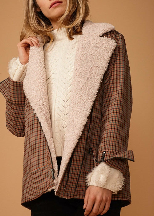 GL™ Women's Gingham Winter Coat With Inner Fleece