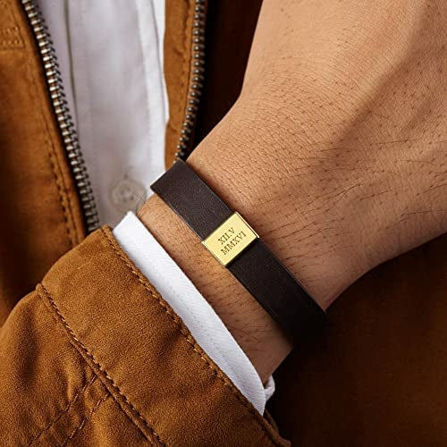 GL™ Custom Leather Bracelet Roman Numerals