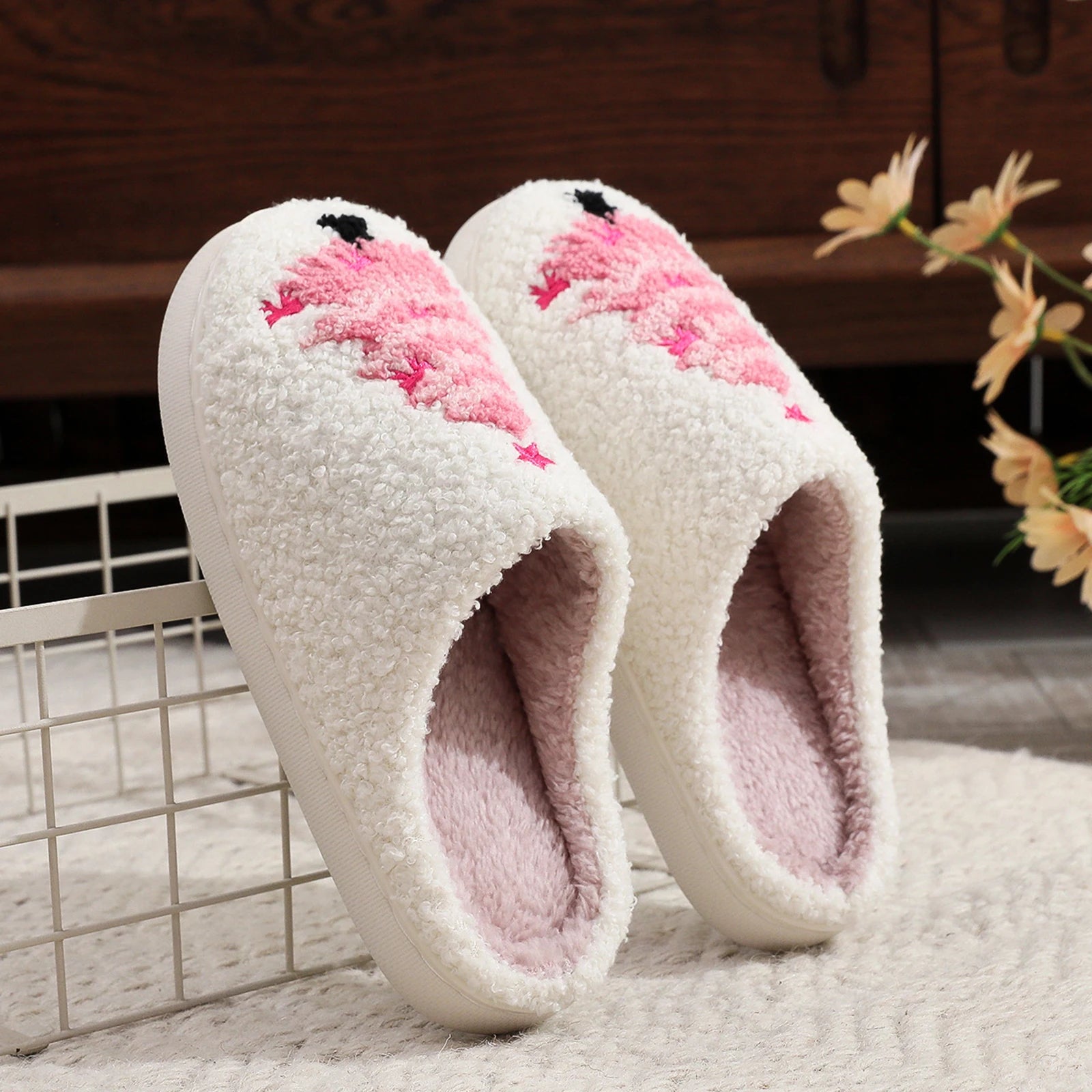 GL™ Women's Pink Cozy Christmas Slippers